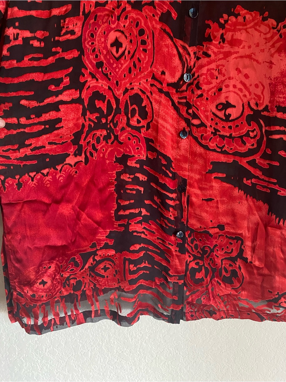 Vintage Y2K Burnout Vampy Sultry Silk Blend Grunge Edgy Blouse - Picture 4 of 10